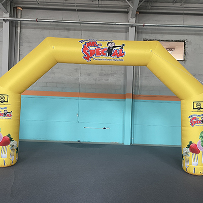 jaune publicité gonflable pleine impression couleur arc gonflable arc d'entrée pour l'événement 8 * 4m taille