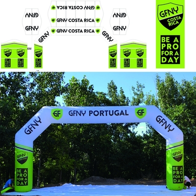 jaune publicité gonflable pleine impression couleur arc gonflable arc d'entrée pour l'événement 8 * 4m taille