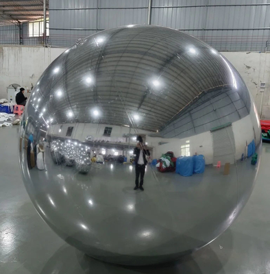 Boule miroir gonflable en PVC en argent flottant
