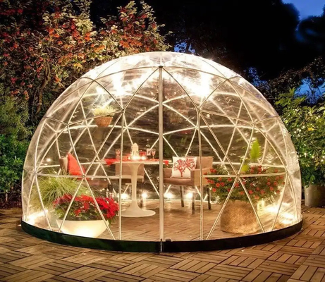 La toile en PVC transparente, résistante aux intempéries, couverture de jardin, igloo, serre, tente 360 dôme.
