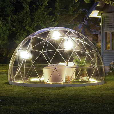 La toile en PVC transparente, résistante aux intempéries, couverture de jardin, igloo, serre, tente 360 dôme.