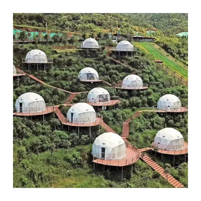 Nouveau design extérieur de luxe camping salon en PVC glamping dôme resort tente hôtel