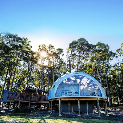 Luxe extérieur de 8 m de diamètre au toit étanche safari glamping resort hôtel rond tente géodésique dôme