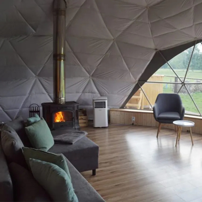 Luxe extérieur de 8 m de diamètre au toit étanche safari glamping resort hôtel rond tente géodésique dôme