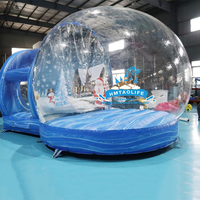 Maison à bulles gonflables bleue avec saut en PVC transparent pour la fête en plein air