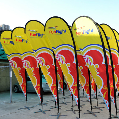 Bannière volante en plein air promotion de publicité imprimée sur mesure couteau de type larme drapeau de Bali arc drapeau de plage avec corse base